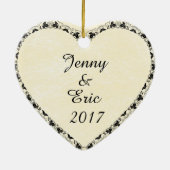 カップルの写真クリスマスオーナメント記念品 セラミックオーナメント (裏面)