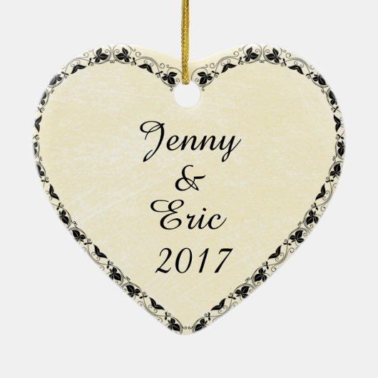 カップルの写真クリスマスオーナメント記念品 セラミックオーナメント (裏面)