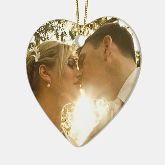 カップルの写真クリスマスオーナメント記念品 セラミックオーナメント (左)