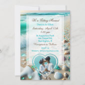 カップルの写真海ガラス沿岸結婚部 招待状 (正面)