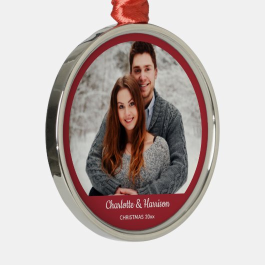 カップルの写真 クリスマス メタルオーナメント (右)