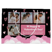 カップルの写真 |バモダンレンタインデー黒 ラージペーパーバッグ (裏面)