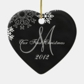 カップルの初めてのクリスマスのオーナメント|の黒板 セラミックオーナメント (裏面)