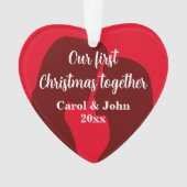 カップルの初めてのクリスマスのロマンチックな写真 オーナメント (正面)
