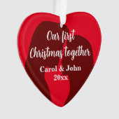 カップルの初めてのクリスマスのロマンチックな写真 オーナメント (正面)