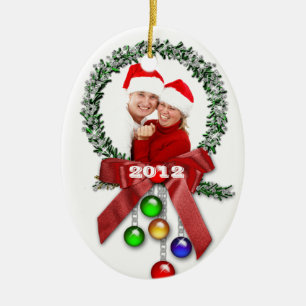 カップルの初めてのクリスマスの写真のオーナメント セラミックオーナメント