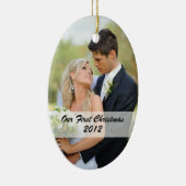カップルの初めてのクリスマスの写真のオーナメント セラミックオーナメント (右)