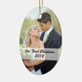 カップルの初めてのクリスマスの写真のオーナメント セラミックオーナメント (左)