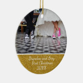 カップルの初めてのクリスマスの写真のオーナメント セラミックオーナメント (右)