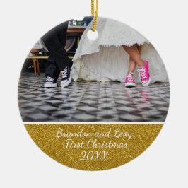 カップルの初めてのクリスマスの写真のオーナメント セラミックオーナメント