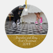 カップルの初めてのクリスマスの写真のオーナメント セラミックオーナメント (裏面)