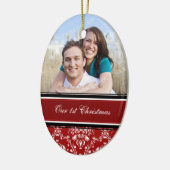 カップルの初めてのクリスマスの写真のクリスマスのオーナメント セラミックオーナメント (左)
