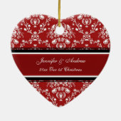 カップルの初めてのクリスマスの写真のクリスマスのオーナメント セラミックオーナメント (裏面)