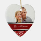 カップルの初めてのクリスマスの写真のクリスマスのオーナメント セラミックオーナメント (右)