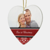 カップルの初めてのクリスマスの写真のクリスマスのオーナメント セラミックオーナメント (左)