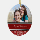 カップルの初めてのクリスマスの写真のクリスマスのオーナメント セラミックオーナメント (右)