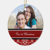 カップルの初めてのクリスマスの写真のクリスマスのオーナメント セラミックオーナメント (左)