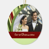カップルの初めてのクリスマスの写真のクリスマスのオーナメント セラミックオーナメント (左)