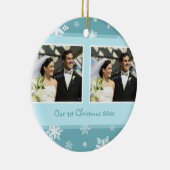 カップルの初めてのクリスマスの写真のクリスマスのオーナメント セラミックオーナメント (右)
