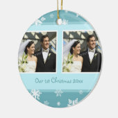 カップルの初めてのクリスマスの写真のクリスマスのオーナメント セラミックオーナメント (左)