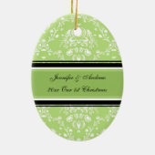 カップルの初めてのクリスマスの写真のクリスマスのオーナメント セラミックオーナメント (裏面)