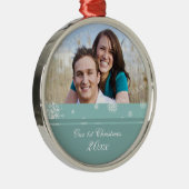 カップルの初めてのクリスマスの写真のクリスマスのオーナメント メタルオーナメント (右)