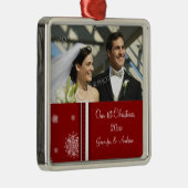 カップルの初めてのクリスマスの写真のクリスマスのオーナメント メタルオーナメント (右)