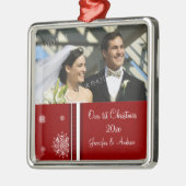 カップルの初めてのクリスマスの写真のクリスマスのオーナメント メタルオーナメント (左)