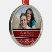 カップルの初めてのクリスマスの写真のクリスマスのオーナメント メタルオーナメント (右)