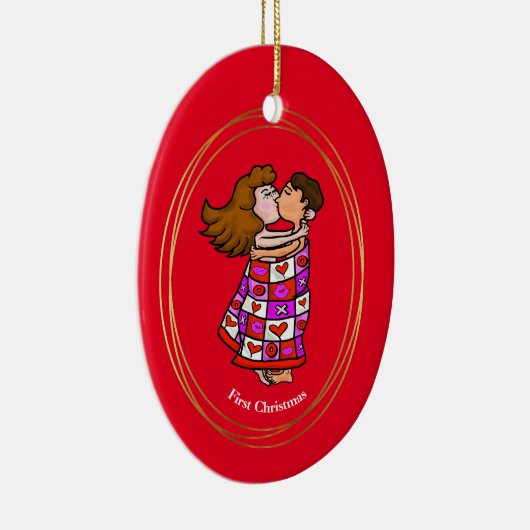 カップルの初めてのクリスマスオーナメント セラミックオーナメント (右)