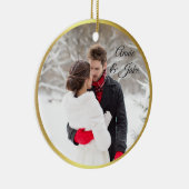 カップルの初めてのクリスマスセラミックオーナメント セラミックオーナメント (右)