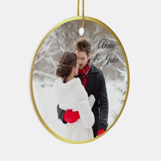 カップルの初めてのクリスマスセラミックオーナメント セラミックオーナメント (右)