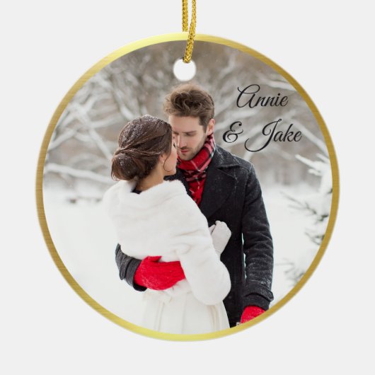 カップルの初めてのクリスマスセラミックオーナメント セラミックオーナメント (正面)