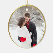 カップルの初めてのクリスマスセラミックオーナメント セラミックオーナメント (左)
