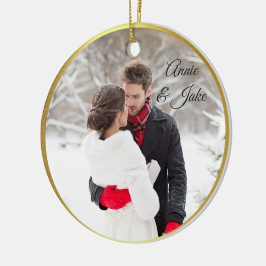 カップルの初めてのクリスマスセラミックオーナメント セラミックオーナメント (左)