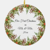 カップルの初めてのクリスマスセラミックオーナメント セラミックオーナメント (裏面)