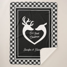カップルの初めてのクリスマスファームハウスバッファロープレイド シェルパブランケット