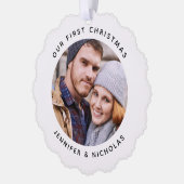 カップルの初めてのクリスマス写真 オーナメントカード (左)