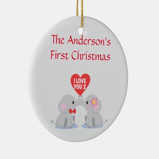 カップルの初めてのクリスマス セラミックオーナメント (右)