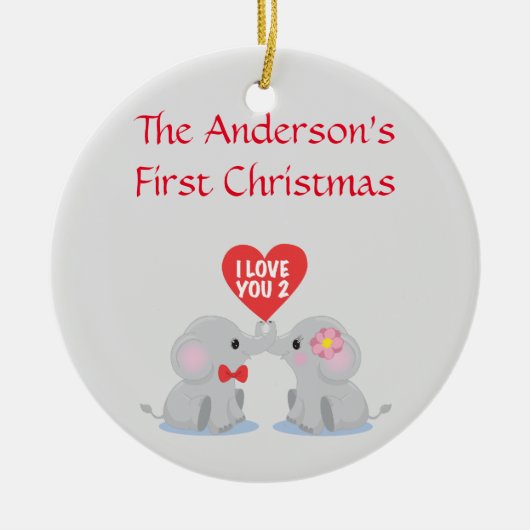 カップルの初めてのクリスマス セラミックオーナメント (正面)