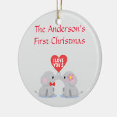 カップルの初めてのクリスマス セラミックオーナメント (左)
