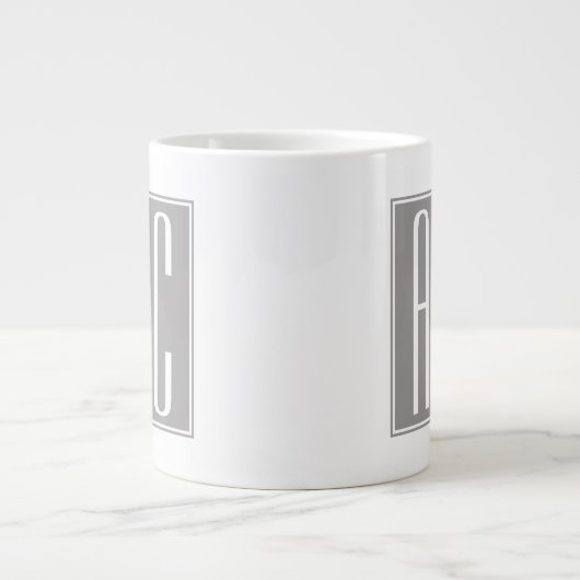 カップルの初期設定またはその他の文字 |白とグレー ジャンボコーヒーマグカップ (正面)