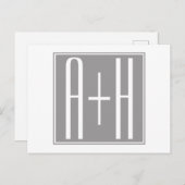 カップルの初期設定またはその他の文字 |白とグレー ポストカード (正面/裏面)