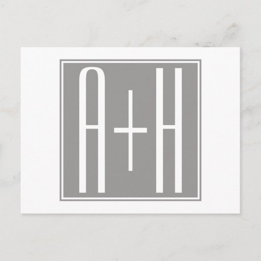 カップルの初期設定またはその他の文字 |白とグレー ポストカード (正面)