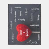 カップルの名前が寄り添う フリースブランケット (正面)