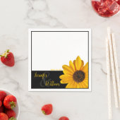 カップルの名前とデートのヒマワリ結婚ナプキン スタンダードカクテルナプキン (インサイチュ)