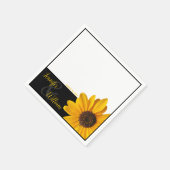 カップルの名前とデートのヒマワリ結婚ナプキン スタンダードカクテルナプキン (角)