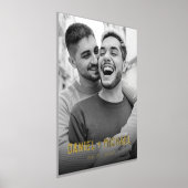 カップルの名前と日付の写真 箔ポスター (レイダウン)