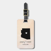 カップルの名前のアリゾナの地図の結婚式の荷物のラベル ラゲッジタグ (正面縦)