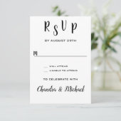 カップルの名前の応答結婚RSVPカードの追加 出欠カード (スタンド正面)